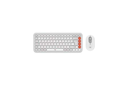 LOGITECH POP ICON COMBO, Beyaz-Turuncu, 920-013076, Kablosuz, Türkçe Q, Klavye Mouse Set