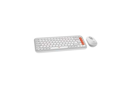 LOGITECH POP ICON COMBO, Beyaz-Turuncu, 920-013076, Kablosuz, Türkçe Q, Klavye Mouse Set