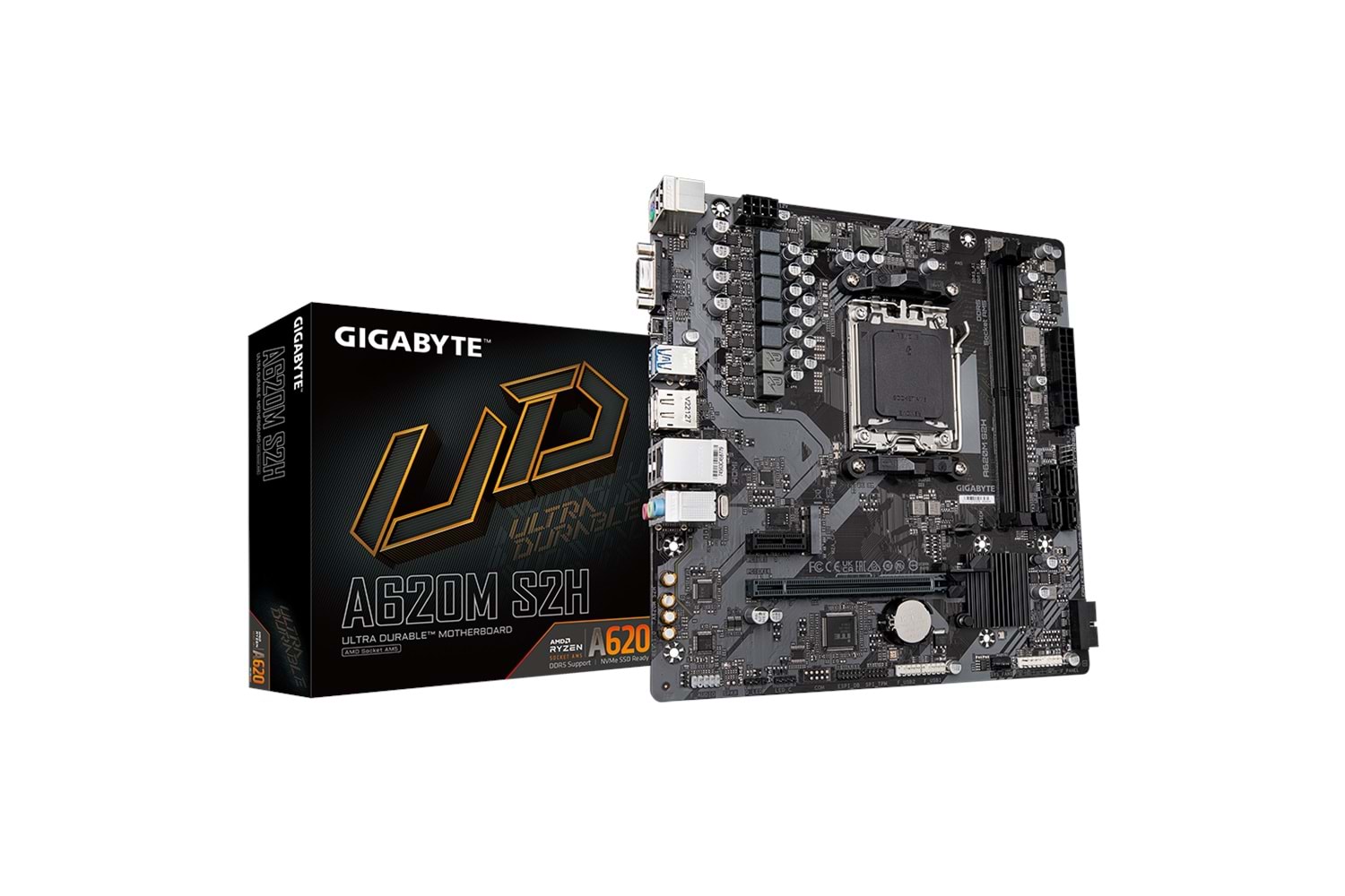 GIGABYTE A620M-S2H, rev.1.2, 6400MHz, 2xDDR5, 1x M.2, D-SUB, HDMI, DP, AM5 Soket Anakart