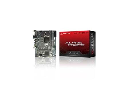 ARKTEK ALPHA FORCE, AK-H510M EG VS, 2xDDR4, M.2, 2x HDMI, DP, 10-11.Nesil, LGA1200 Soket, Anakart