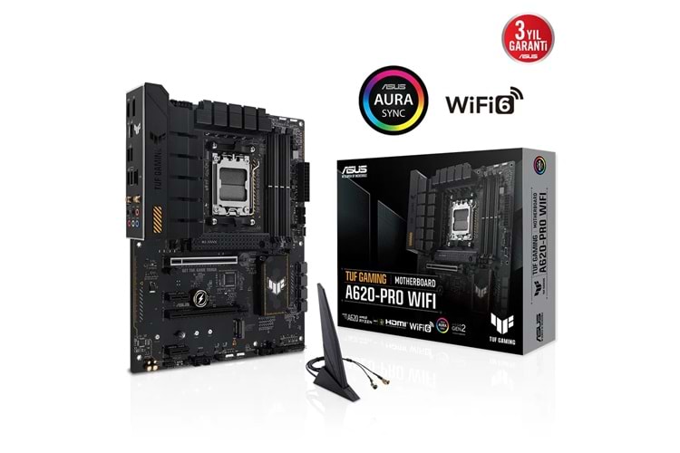 ASUS TUF GAMING A620-PRO WIFI, 4xDDR5, 2x M.2, HDMI, DP, Type-C, AM5 Soket GAMING Anakart