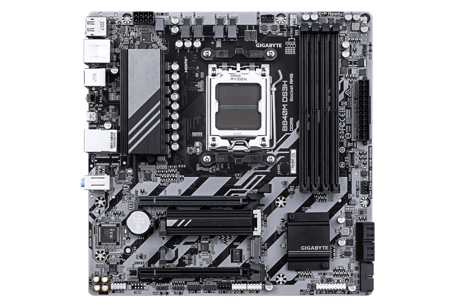 GIGABYTE B840M DS3H, 4xDDR5, 2xM.2, 2xDP, HDMI, Type-C, AM5 Soket GAMING Anakart