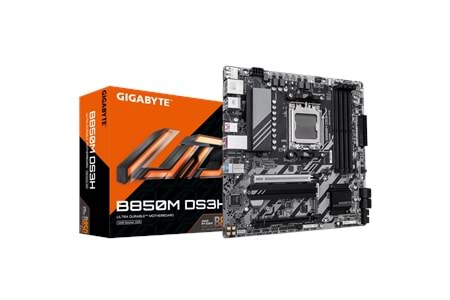 GIGABYTE B850M DS3H, 4xDDR5, 2xM.2, 2xDP, HDMI, Type-C, AM5 Soket GAMING Anakart
