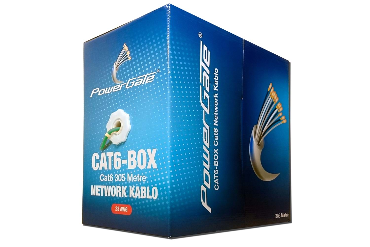 POWERGATE CAT6-BOX-GN, 23AWG 0,57mm, UTP, CAT6 Kablo, 305m, Yeşil