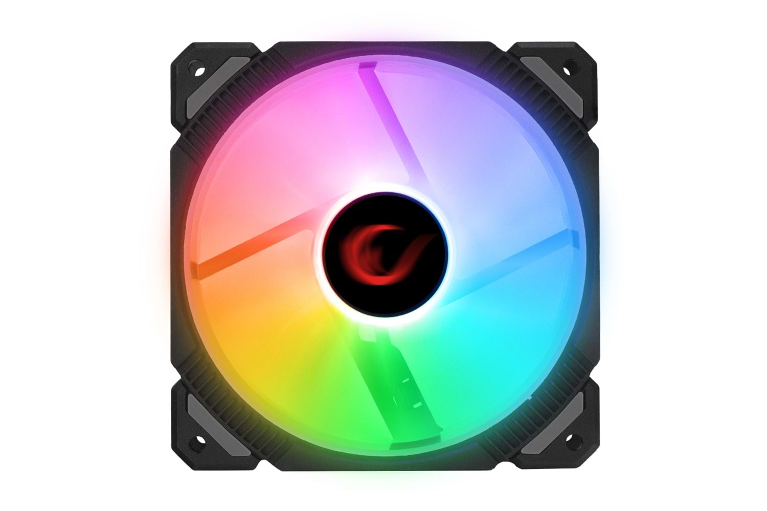 Rampage CROSS F20, 38CFM, 1200RPM, 12cm, Rainbow, 3P+4P Molex Soketli, Siyah Kasa Fanı