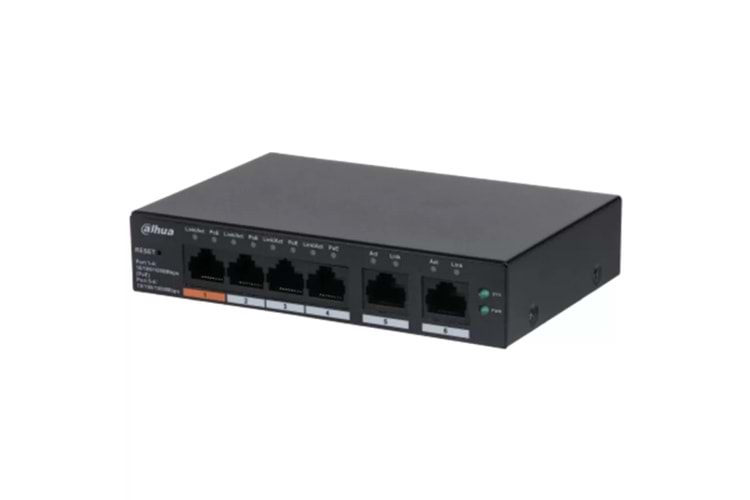 DAHUA CS4006-4GT-60, 4 Port, Gigabit, PoE 60W, 2 Port Uplink, Cloud Yönetilebilir, Switch