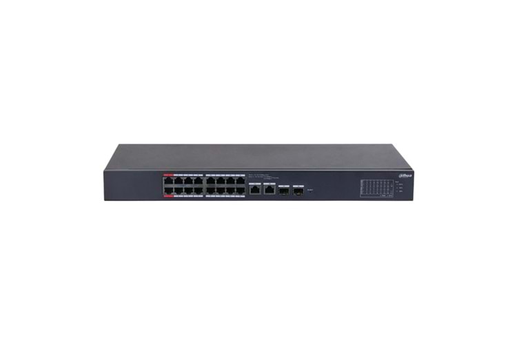 DAHUA CS4218-16ET-190, 16Port, Megabit, PoE 190W, 2 Port SFP Gigabit Combo, Cloud Yönetilebilir, Switch