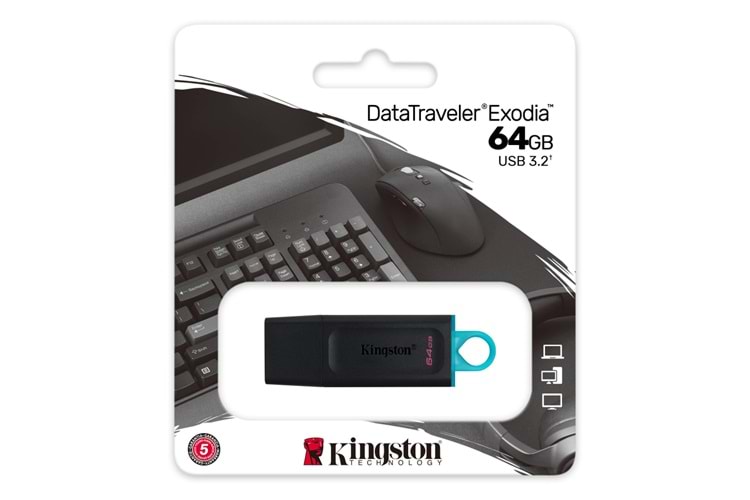 KINGSTON DTX/64GB USB 3.2 Data Traveler Exodia Gen 1 Flash Disk (Siyah - Turkuaz)