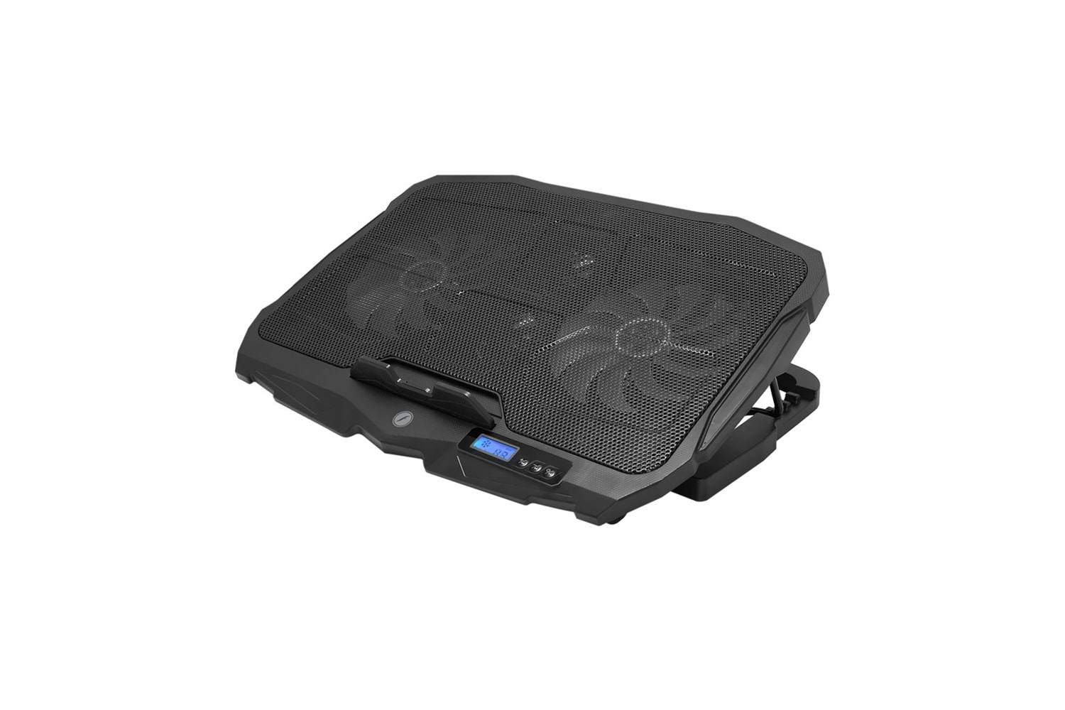 FRISBY FNC-5230ST (2x12,5cm 2x7cm) 4 Fan, 10"-17" Notebook Soğutucu, 5 Kademeli Stand, 3 Farklı Program, Ayarlanabilir Hız, Mavi Ledli (Siyah)