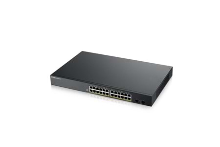 ZyXEL GS1900-24HP V2, 24 Port, GigaBit, PoE 170W, 2 Port GigaBit SFP, Yönetilebilir, Rackmount Switch