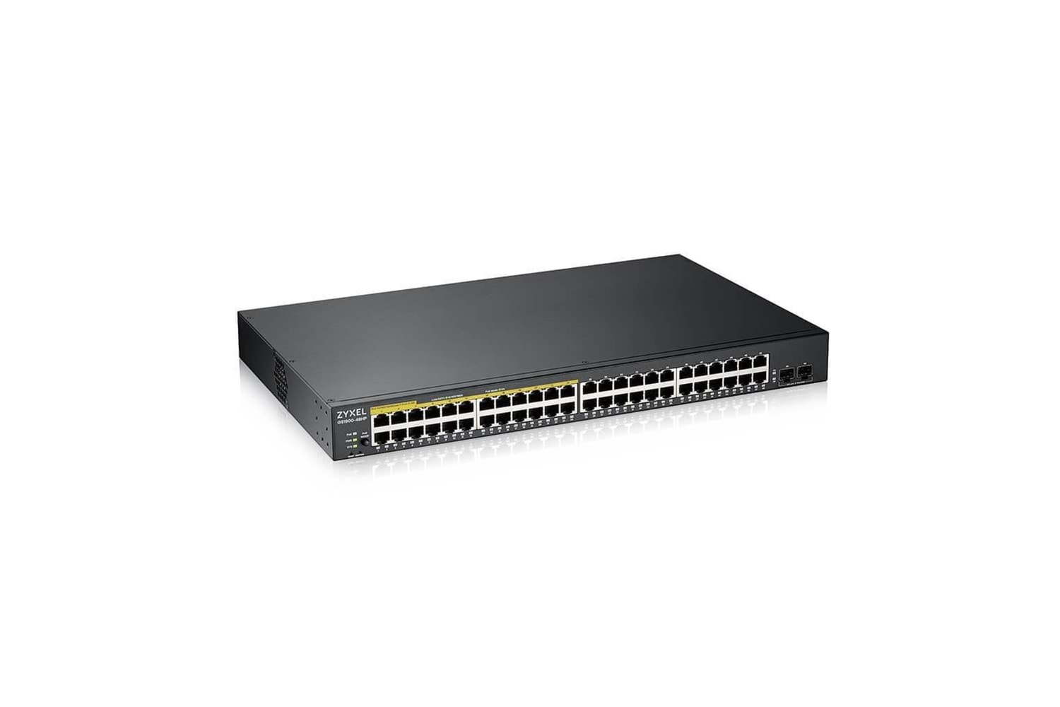 ZyXEL GS1900-48HP V2, 48 Port, Gigabit, 24 Port PoE 170W, 2 Port GigaBit SFP, Yönetilebilir, Rackmount Switch