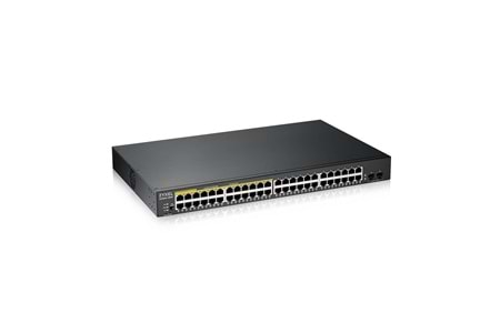 ZyXEL GS1900-48HP V2, 48 Port, Gigabit, 24 Port PoE 170W, 2 Port GigaBit SFP, Yönetilebilir, Rackmount Switch