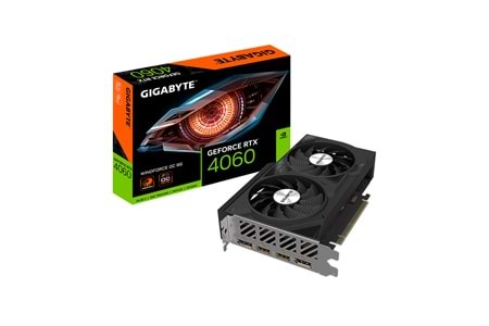 GIGABYTE GV-N4060WF2OC-8GD, RTX4060 WINDFORCE OC, 8Gb, GDDR6, 128BIT, 2 Fanlı, 2xHDMI, 2xDP, GAMING Ekran KARTI