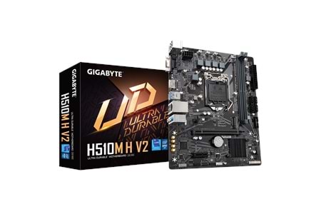 GIGABYTE H510M H V2, rev.1.0, 3200Mhz, 2xDDR4, M.2, D-SUB, HDMI, 10-11.Nesil, LGA1200 Soket, Anakart