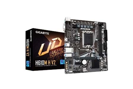 GIGABYTE H610M H V2, rev.1.0, 5600MHz, 2xDDR5, M.2, D-SUB, HDMI, 12-13.14.Nesil, LGA1700 Soket, Anakart