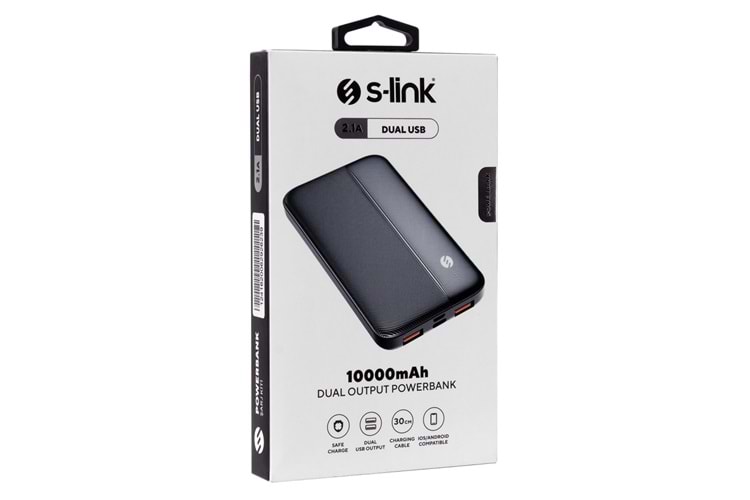 S-LINK IP-G10N, Siyah, 10.000mAh, 2xUSB, 1xMicro USB, 1xType-C, 4 LED Göstergeli, PowerBank