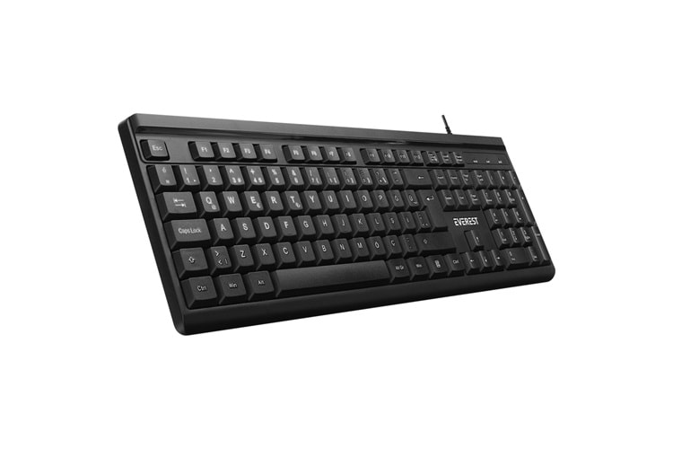 EVEREST KB-741, USB Kablolu, Türkçe Q, 2 metre Bakır Kablolu, Standart Klavye (Siyah)