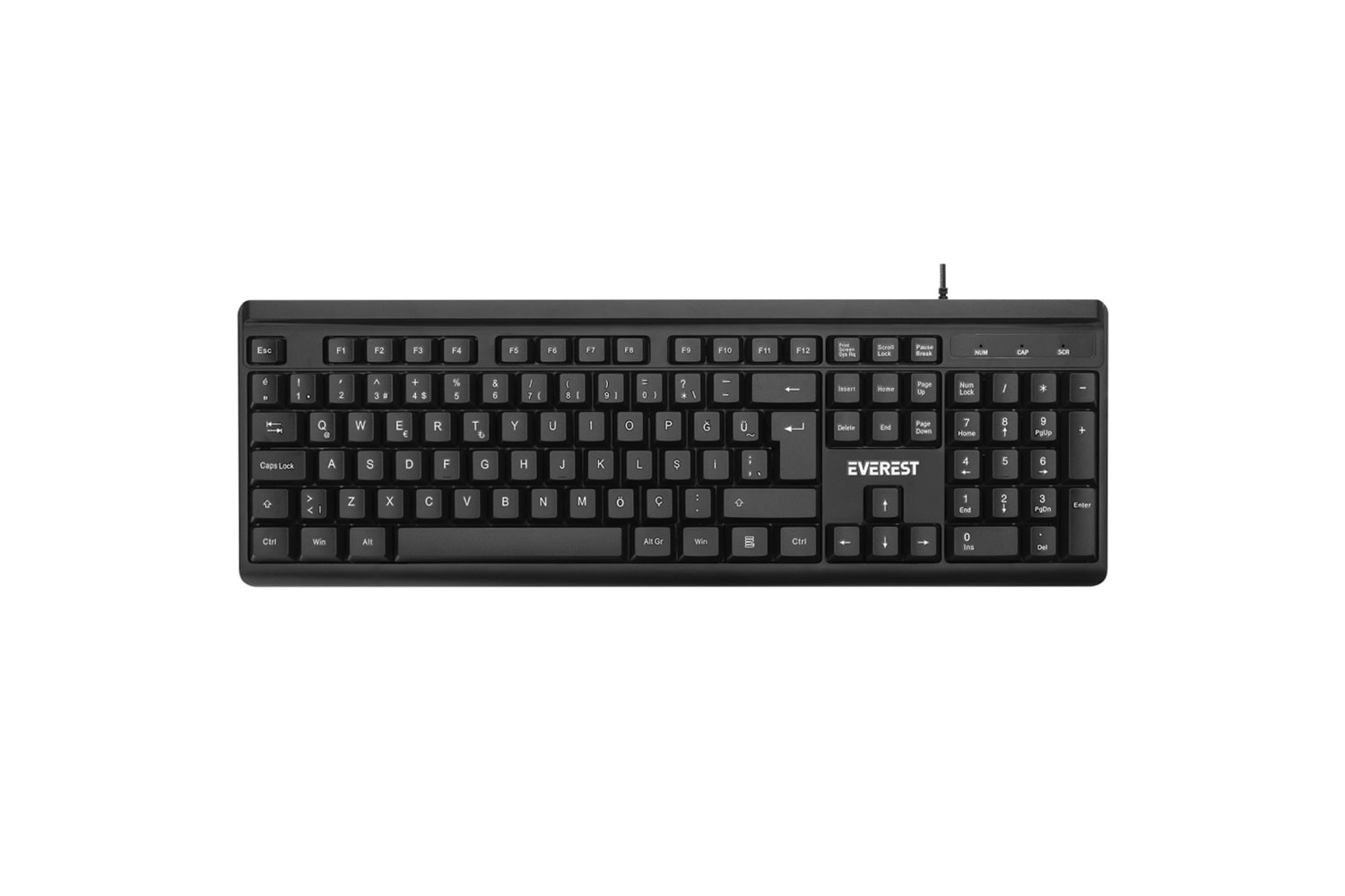 EVEREST KB-741, USB Kablolu, Türkçe Q, 2 metre Bakır Kablolu, Standart Klavye (Siyah)