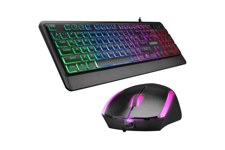 EVEREST KM-R59, FORZA, Rainbow Işıklı, Türkçe Q, USB Kablolu, Gaming, Klavye Mouse Set