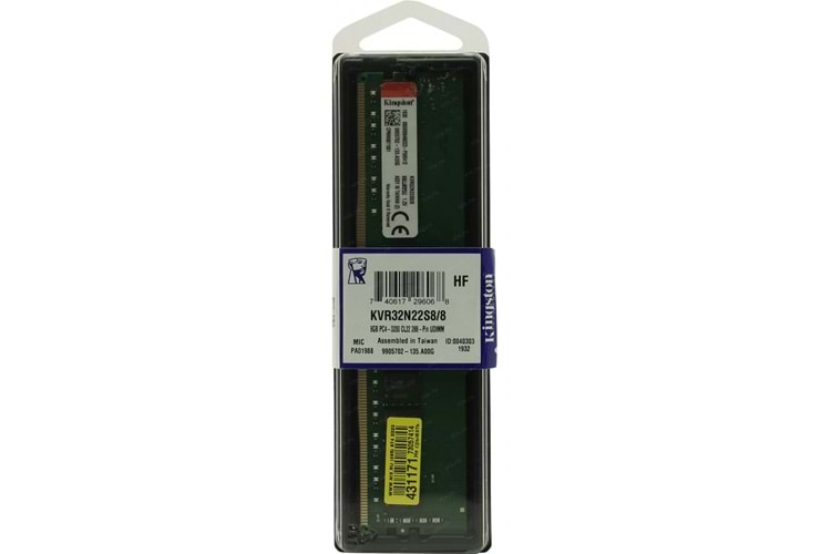 KINGSTON KVR32N22S8/8, 8Gb, 3200Mhz, DDR4, CL22, Desktop RAM