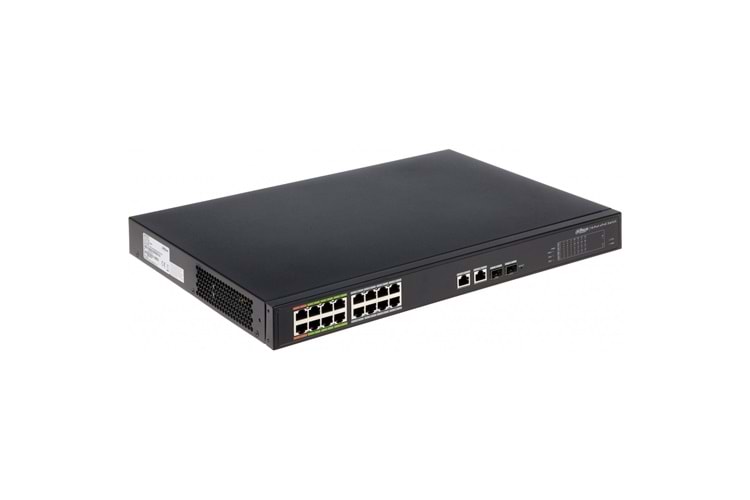 DAHUA LR2218-16ET-240, 16Port, Megabit, PoE 240W, 2Port Gigabit, 2 Port Gigabit SFP, Endüstriyel, Yönetilebilir, Rack Mount Switch