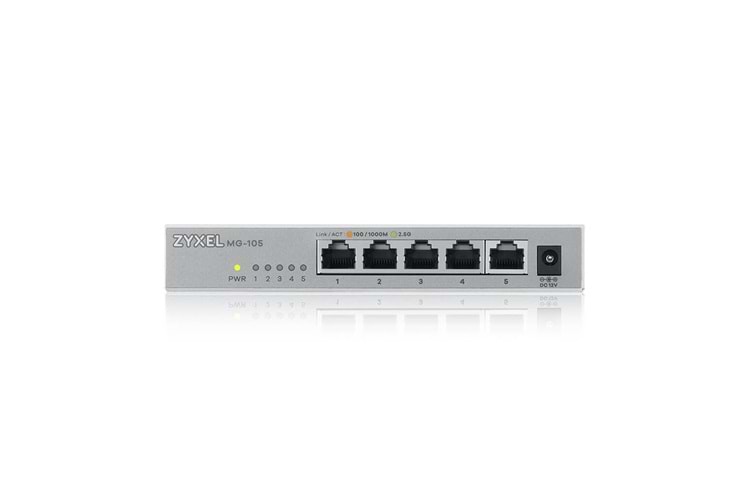 ZyXEL MG-105, 5 Port, GigaBit, Metal Kasa, Yönetilemez, Masaüstü Switch