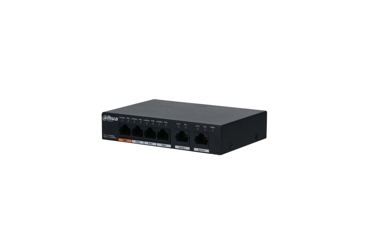 DAHUA PFS3006-4GT-60-V2, 4 Port, Gigabit, PoE 60W, 2 Port Uplink, Yönetilemez, Masaüstü Switch