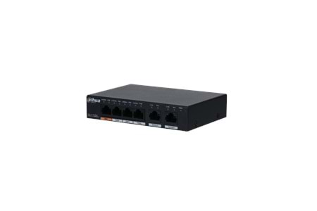 DAHUA PFS3006-4GT-60-V2, 4 Port, Gigabit, PoE 60W, 2 Port Uplink, Yönetilemez, Masaüstü Switch
