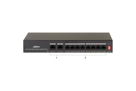 DAHUA PFS3010-8ET-65, 8 Port, MegaBit, PoE 65W, 2 Port Uplink, Yönetilemez, Masaüstü Switch