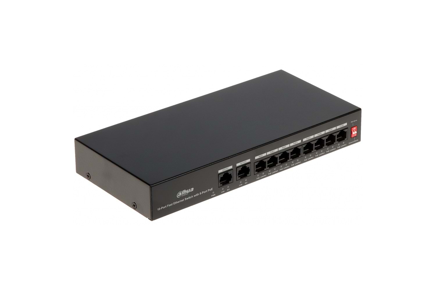 DAHUA PFS3010-8ET-65, 8 Port, MegaBit, PoE 65W, 2 Port Uplink, Yönetilemez, Masaüstü Switch