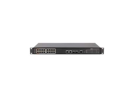 DAHUA PFS4218-16ET-240-V2, 16 Port, MegaBit, PoE 240W, 2 Port GigaBit Uplink, 2 Port GigaBit Combo SFP, Yönetilebilir, Rack Mount Switch