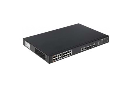 DAHUA PFS4218-16ET-240-V2, 16 Port, MegaBit, PoE 240W, 2 Port GigaBit Uplink, 2 Port GigaBit Combo SFP, Yönetilebilir, Rack Mount Switch