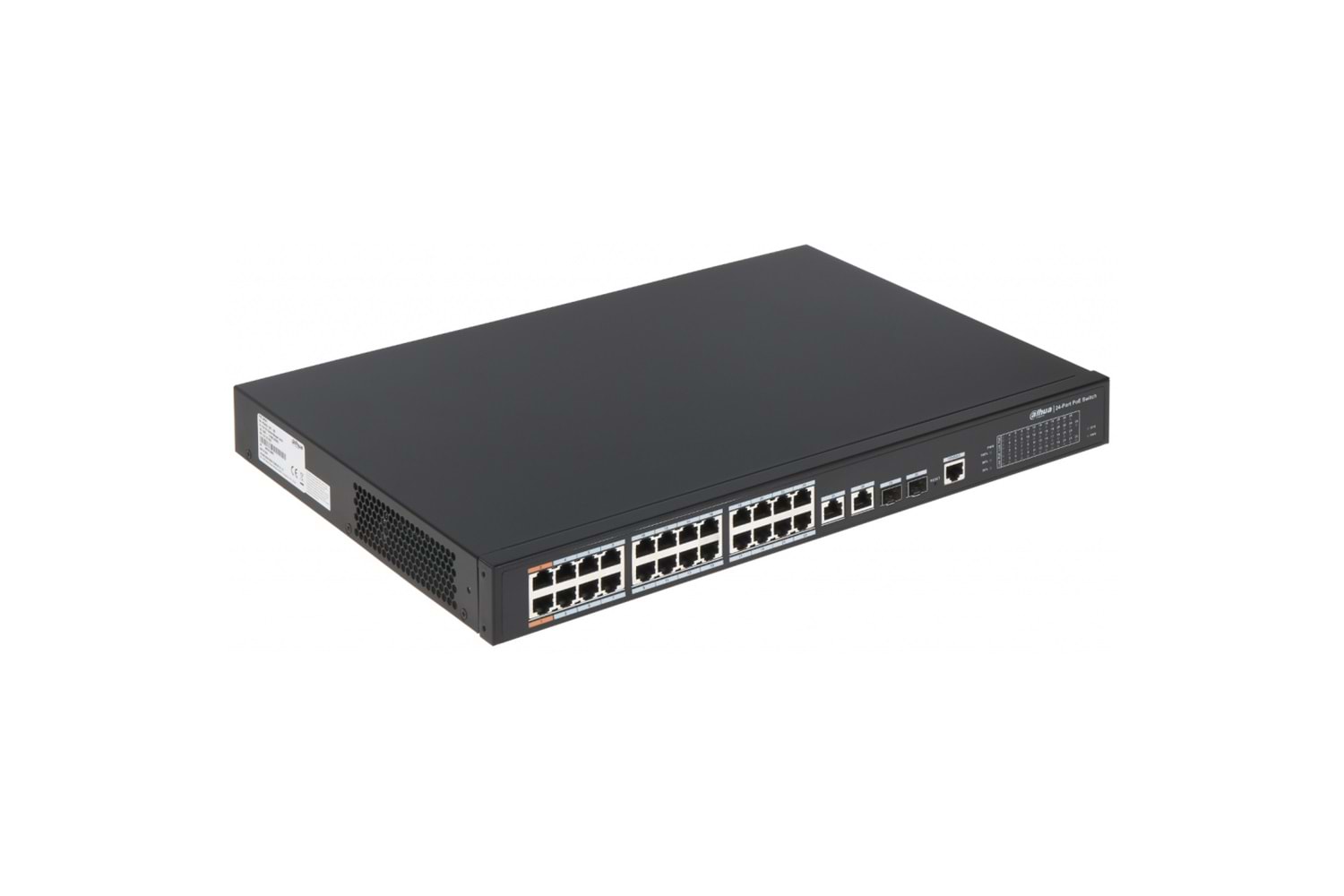 DAHUA PFS4226-24ET-240-V3, 24 Port, MegaBit, PoE 240W, 2 Port GigaBit Uplink, 2 Port GigaBit Combo SFP, Yönetilebilir, Rack Mount Switch
