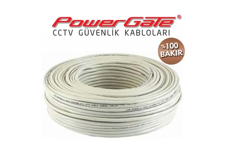PowerGate VIA 100mt, 2+1 (2x0,22+0,22) %100 Bakır, CCTV Güvenlik Kablosu
