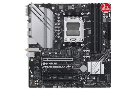 ASUS PRIME B650M-A WIFI II, 4xDDR5, 2x M.2, D-SUB, HDMI, DP, Wi-Fi 6, Bluetooth v5.2, AM5 Soket GAMING Anakart