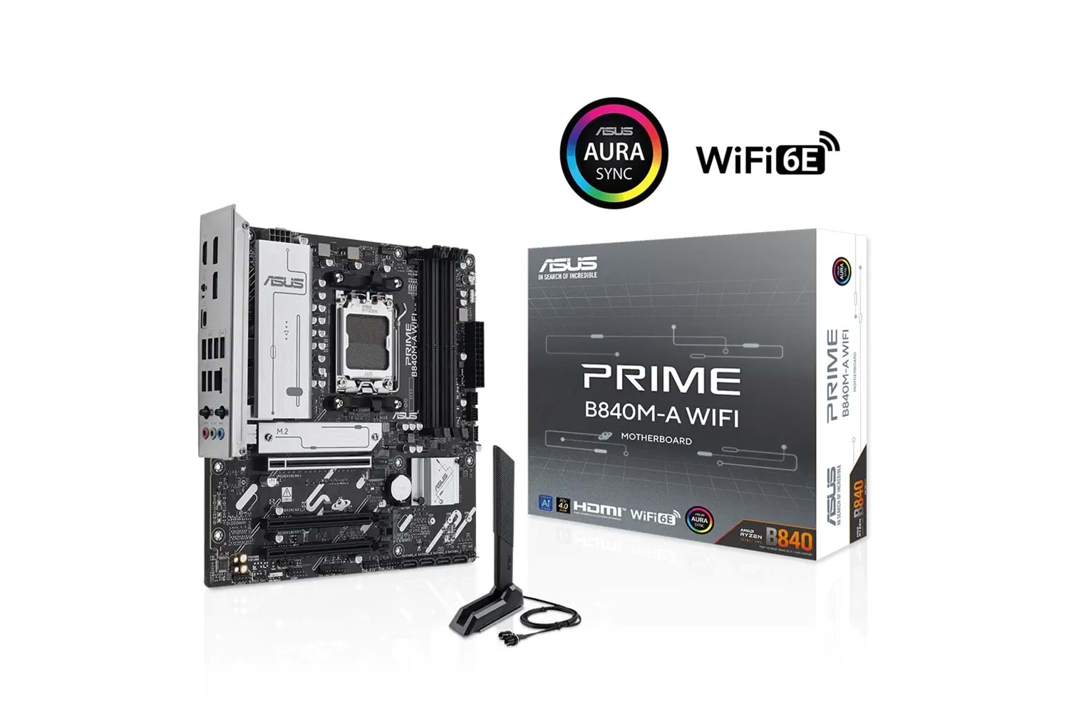 ASUS PRIME B840M-A WIFI, 4xDDR5, 3x M.2, HDMI, 2x DP, Type-C, WI-FI 6E, Bluetooth 5.3, AM5 Soket GAMING Anakart