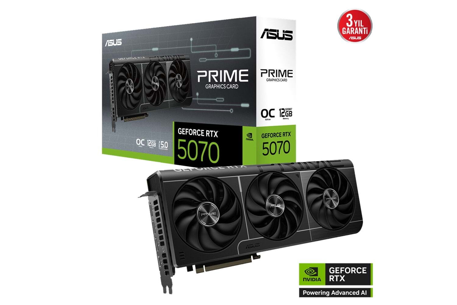 ASUS PRIME-RTX5070-O12G, 12Gb, 192Bit, GDDR7, 1xHDMI, 3xDP GAMING Ekran Kartı