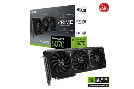 ASUS PRIME-RTX5070-O12G, 12Gb, 192Bit, GDDR7, 1xHDMI, 3xDP GAMING Ekran Kartı