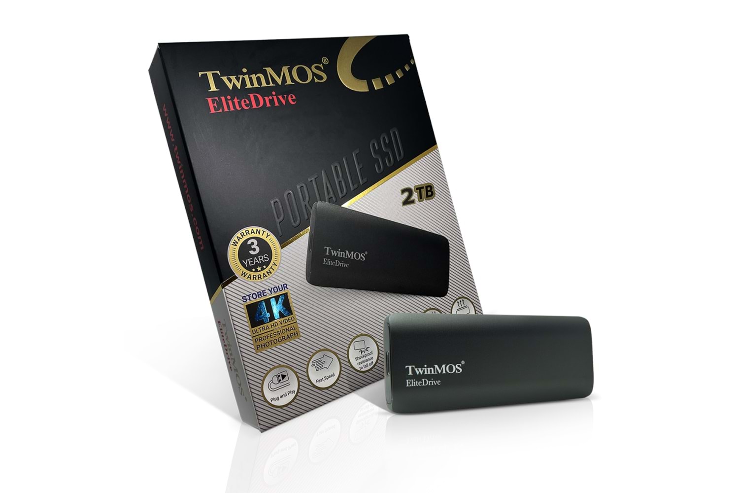 TwinMOS PSSD2TBMEDB, 2TB, Taşınabilir External SSD, USB 3.2, Type-C (Dark Grey)