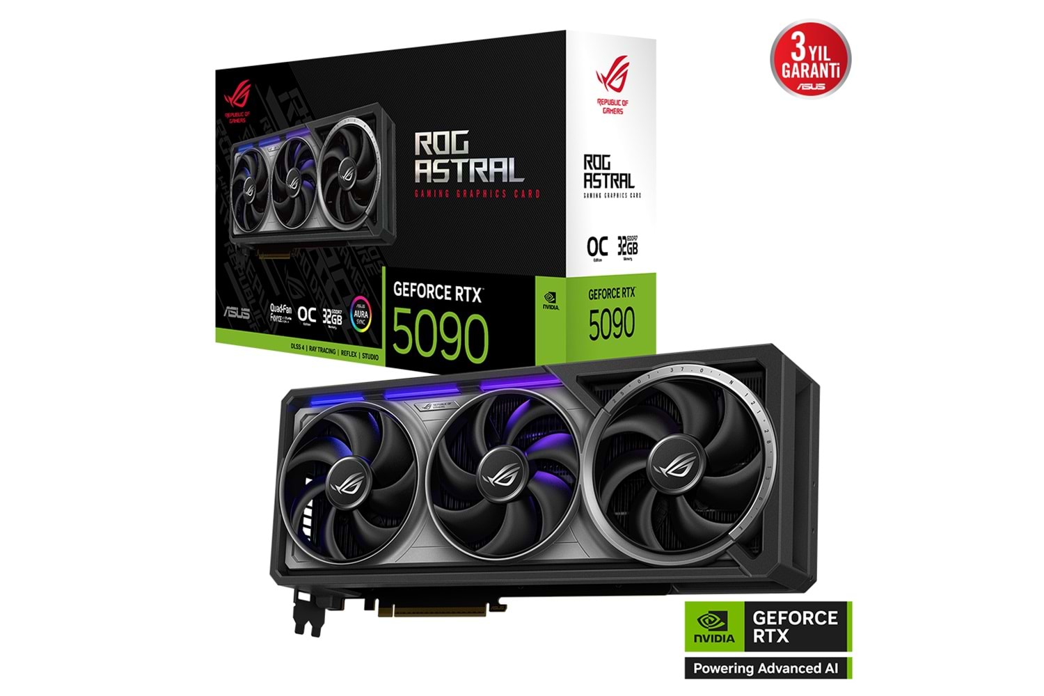 ASUS ROG-ASTRAL-RTX5090-O32G-GAMING, 32Gb, 512Bit, GDDR7, 2xHDMI, 3xDP GAMING Ekran Kartı