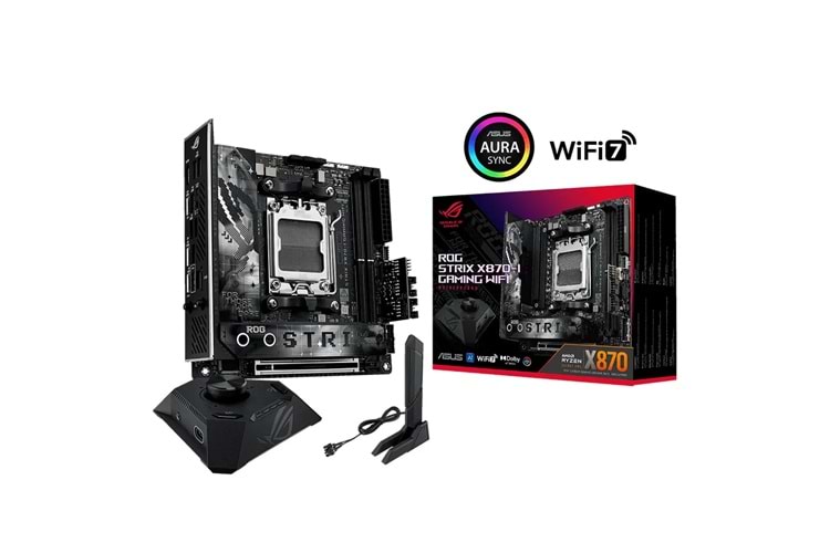 ASUS ROG STRIX X870-I GAMING WIFI, 2xDDR5, 2xM.2, HDMI, DP, Type-C, Wi-Fi 7, Bluetooth v5.4, Mini ITX, AM5 Soket GAMING Anakart
