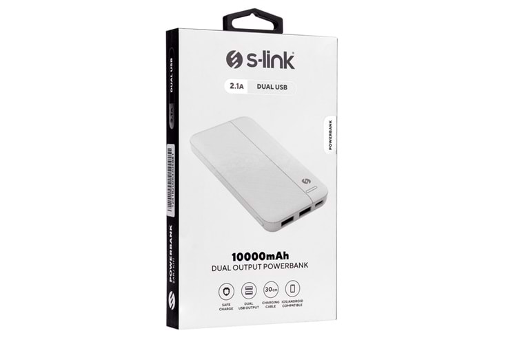 S-LINK IP-G10N, Beyaz, 10.000mAh, 2xUSB, 1xMicro USB, 1xType-C, 4 LED Göstergeli, PowerBank