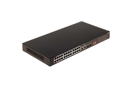 DAHUA S3226-24ET-240, 24 Port, MegaBit, PoE 240W, 2 Port GigaBit Uplink, 2 Port Gigabit Combo SFP, Longe Range 250Mt, Yönetilemez, Rack Mount Switch