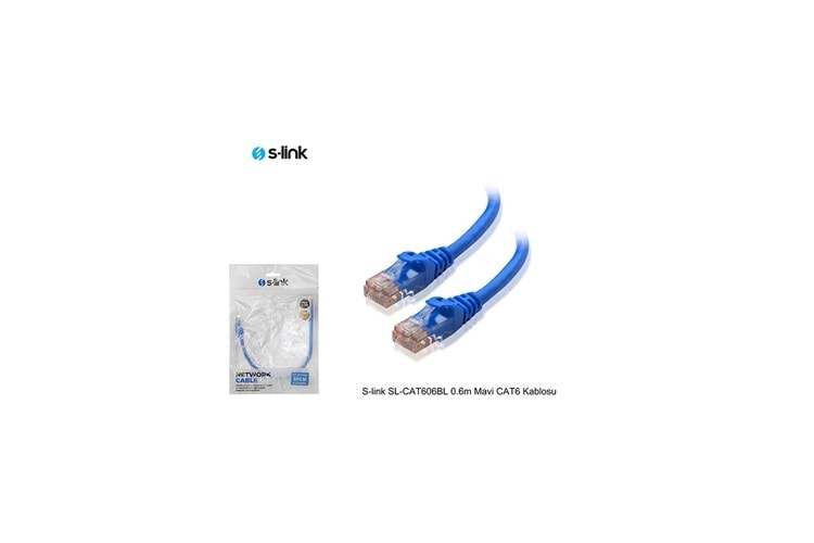 S-LINK SL-CAT606BL CAT6 Patch 60CM Kablo (Mavi)