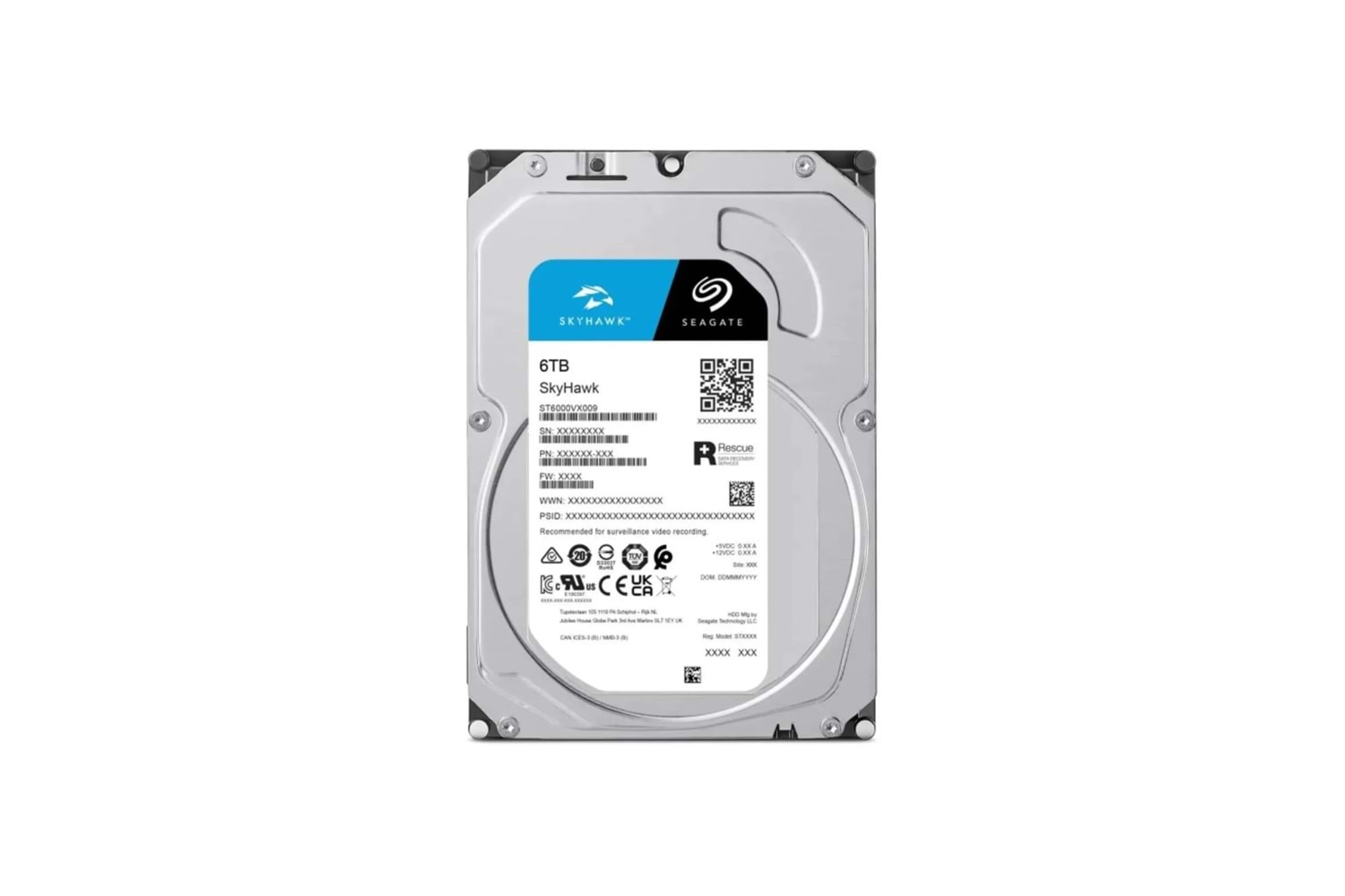 SEAGATE SKYHAWK, ST6000VX009, 3.5", 6TB, 256Mb, 5400Rpm, Güvenlik, HDD
