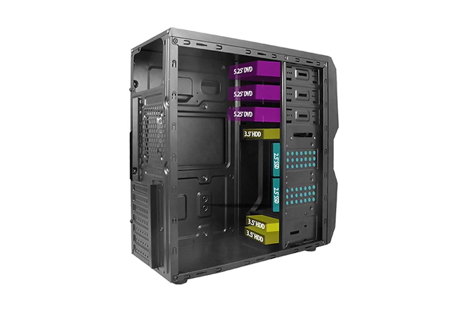 VENTO TA-K61 Mid Tower, 750W 80+ Siyah, ATX Kurumsal KASA