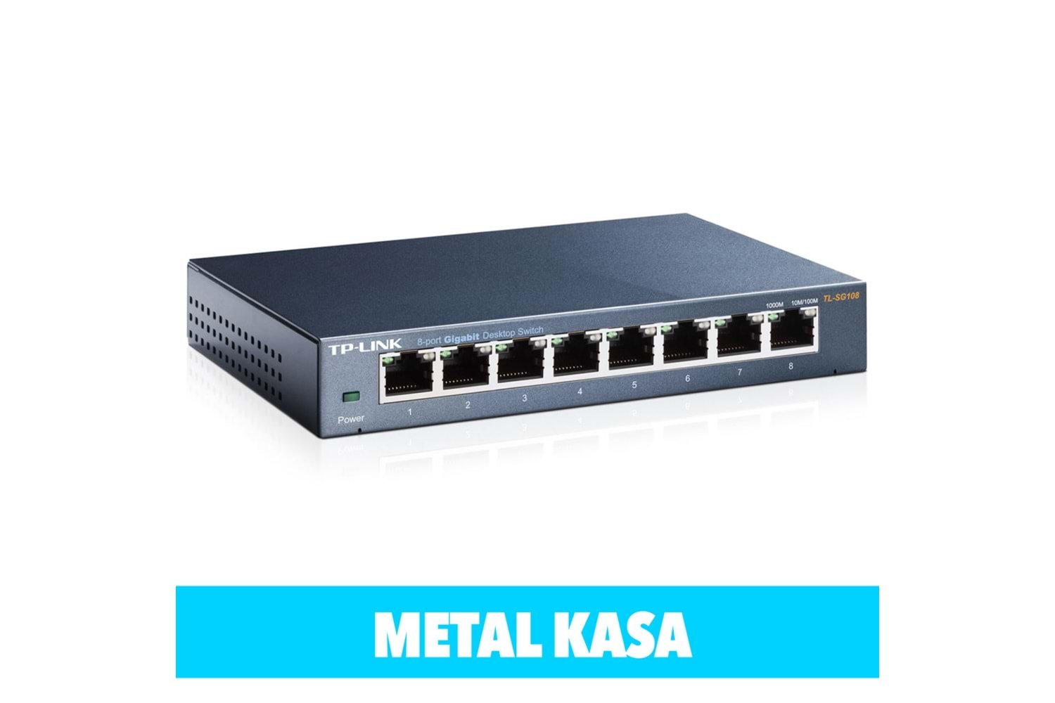 TP-LINK TL-SG108, 8 Port, GigaBit, Yönetilemez, Metal Kasa, Masaüstü Switch