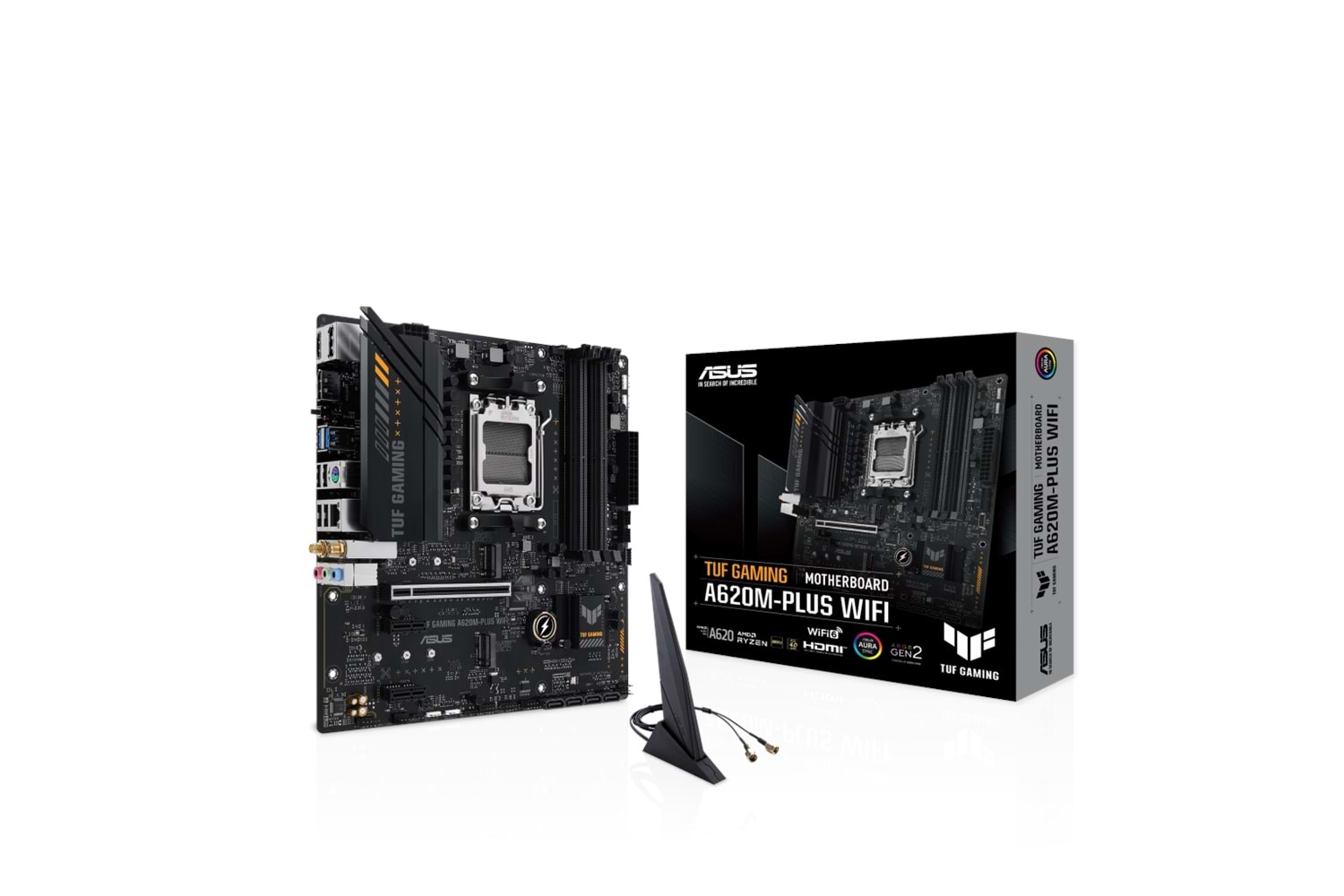 ASUS TUF GAMING A620M-PLUS WIFI, 4xDDR5, 2x M.2, HDMI, 2xDP, Wi-Fi 6, Bluetooth v5.3, AM5 Soket GAMING Anakart