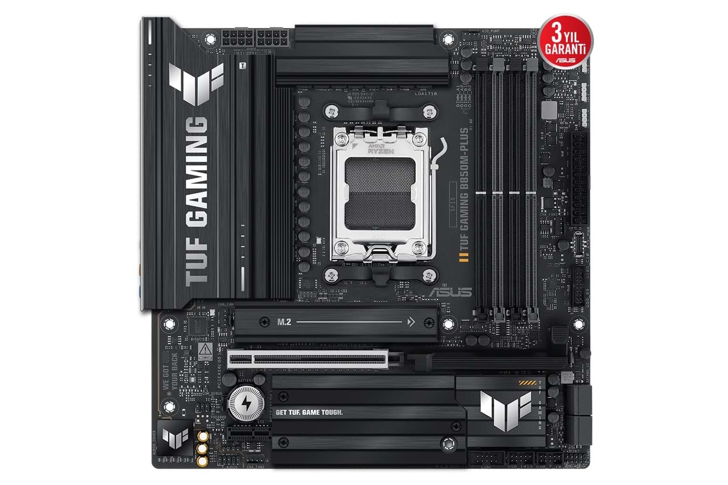 ASUS TUF GAMING B850M-PLUS, 4xDDR5, 3x M.2, HDMI, DP, Type-C, AM5 Soket GAMING Anakart