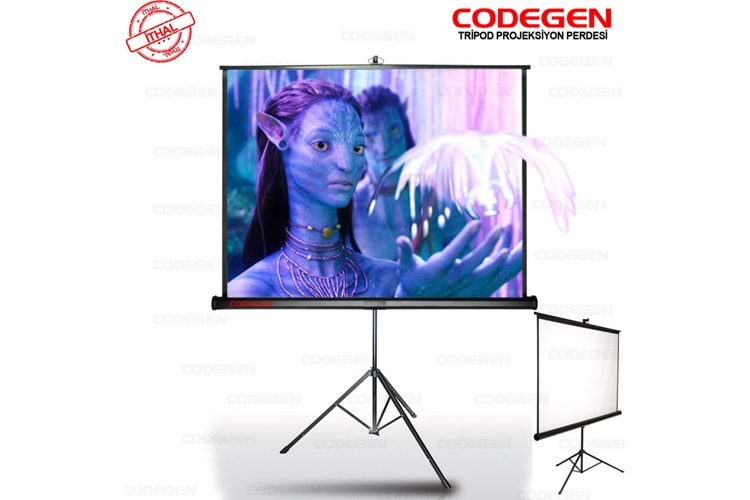 Codegen TX-18 TRIPOD PROJEKSİYON PERDESİ 180X180 (Arkası Siyah Fonlu - Taşınabilir Ayaklı Model)